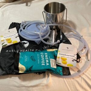 Aussie Health Co. Premium Stainless Steel Enema Bucket Kit Never used w/coffee